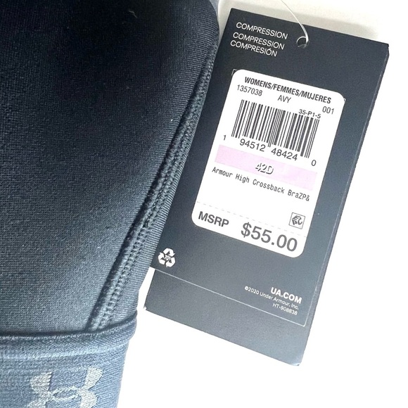 Under Armour NEW Women's Armour High Crossback Zip Sports Bra Sz 42D - Picture 4 of 7